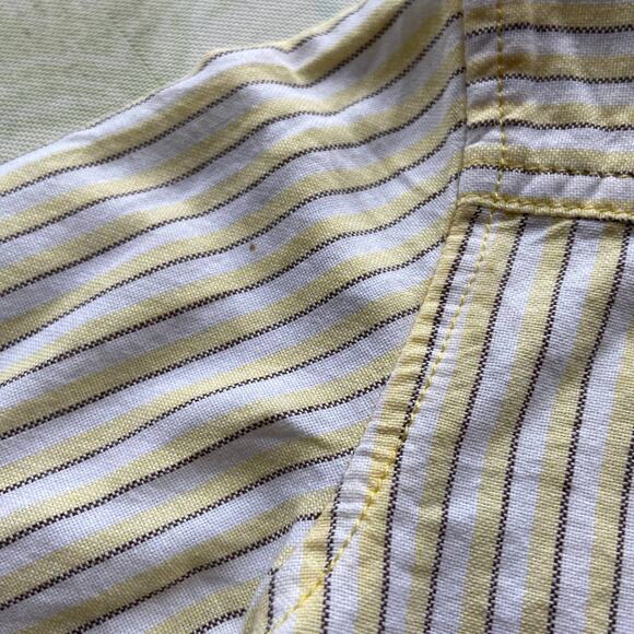Cherokee Boys Shirt Size 3T Yellow Gray White Stripe Oxford Button Up Front NEW - Picture 6 of 6